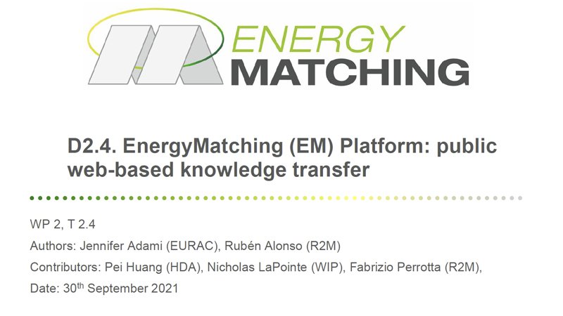 EnergyMatching (EM) Platform: public web-based knowledge transfer